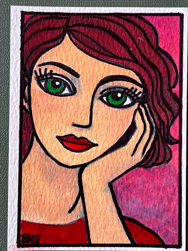 Green Gaze aceo art card