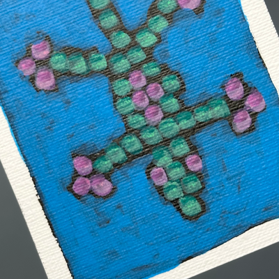 Beadie Buddy Lizard in Green and Pink aceo art card thumbnail 2