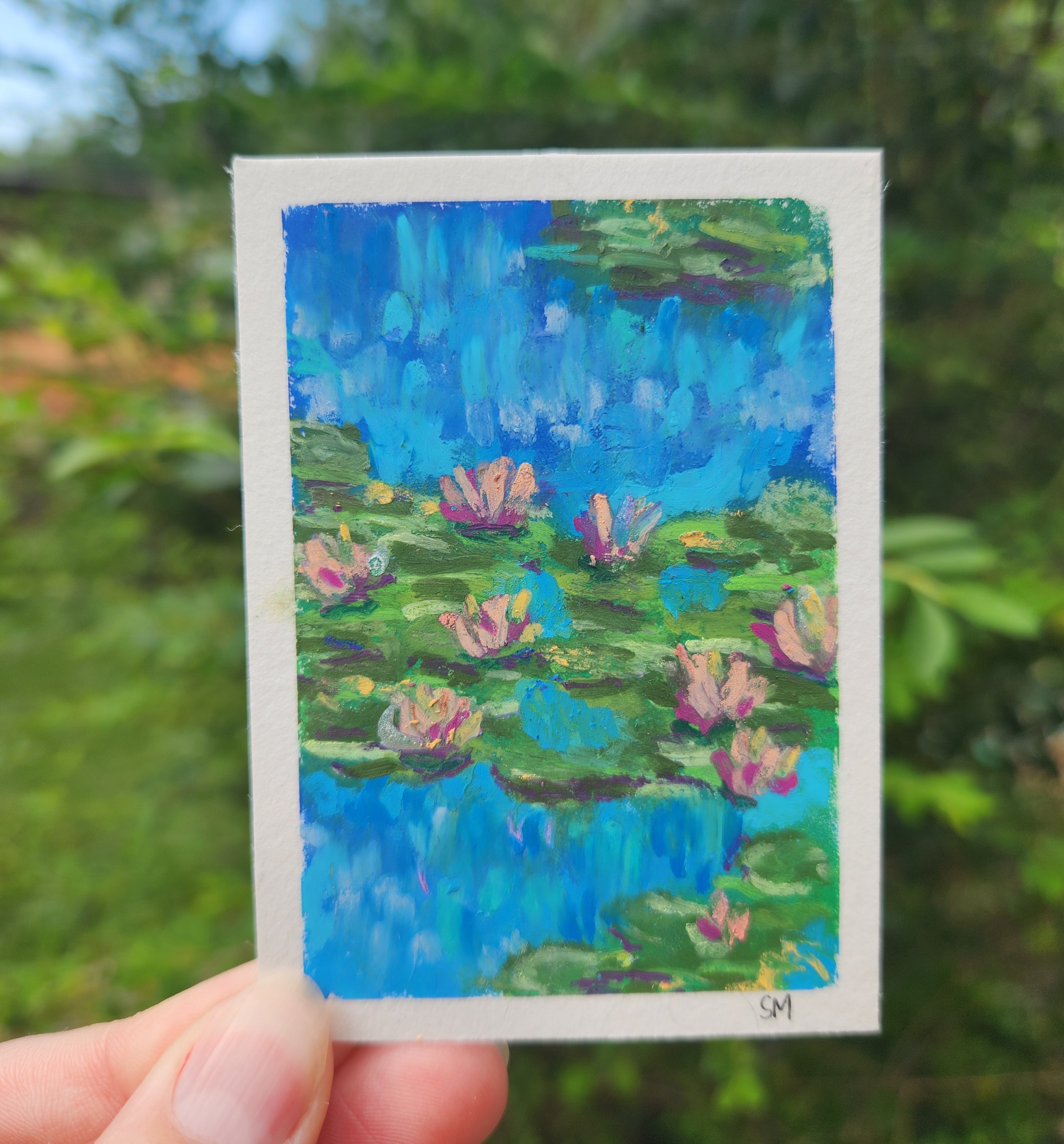 Pastel Lily Pads experiment aceo art card