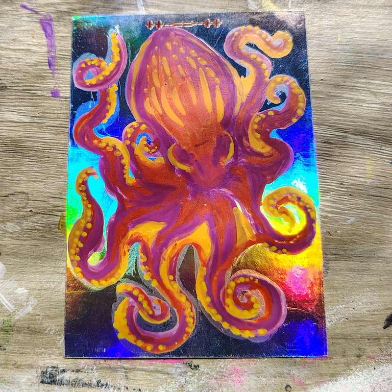 Holographic Critter: Octopus aceo art card