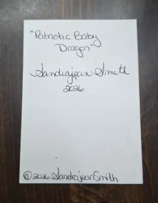 "Patriotic Baby Dragon" aceo art card thumbnail 3