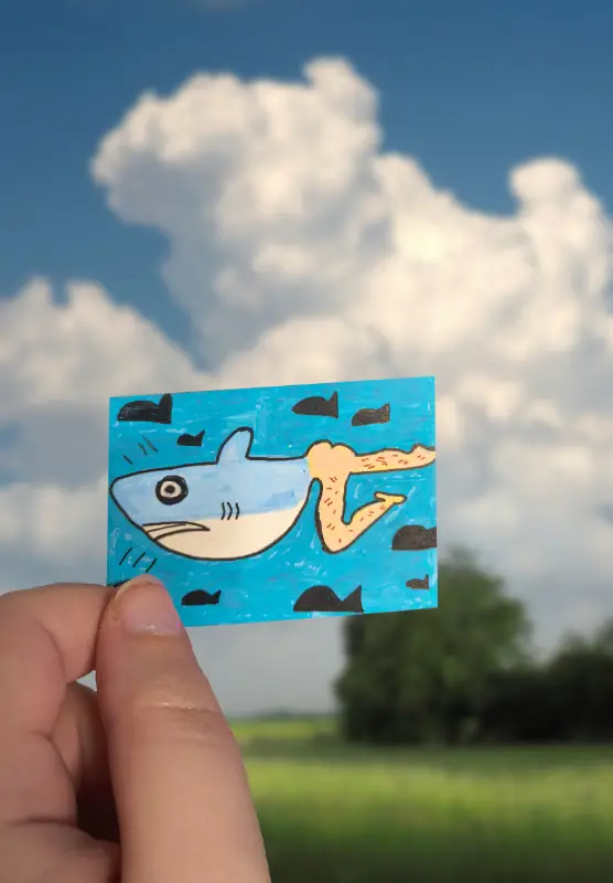 Reverse mermaid aceo art card