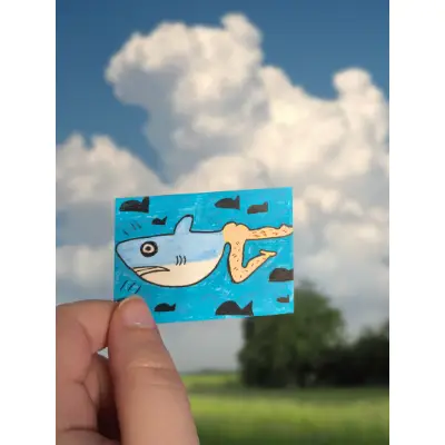 Reverse mermaid aceo art card thumbnail 1