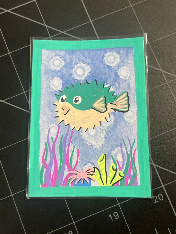 Pufferfish aceo art card
