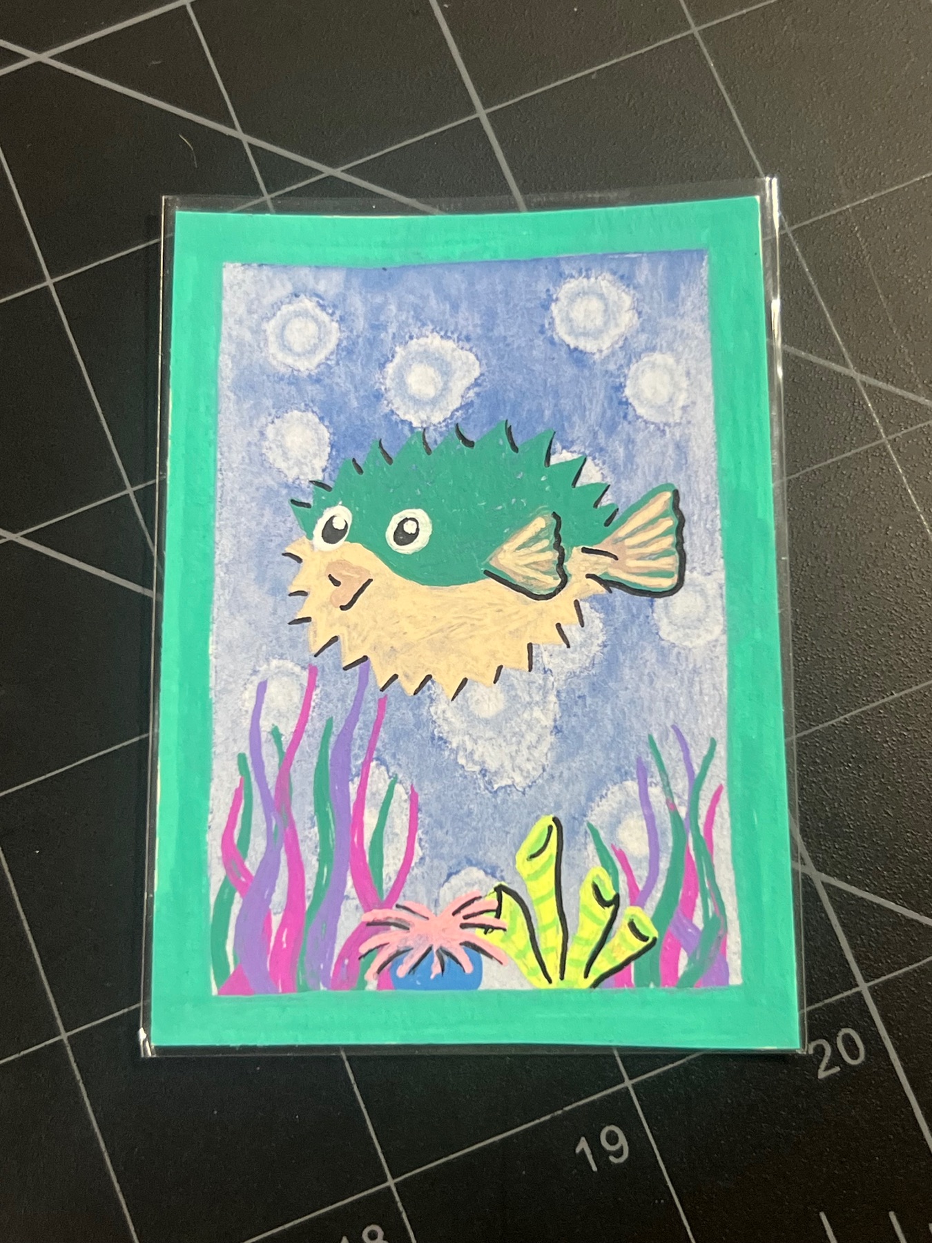 Pufferfish aceo art card