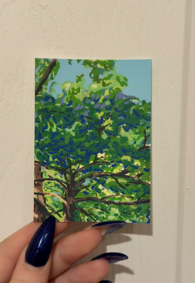 trees of the ending spring aceo art card thumbnail 2