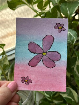 “Sunrise Flower” Original Art, Young Artist aceo art card thumbnail 2