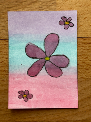 “Sunrise Flower” Original Art, Young Artist aceo art card thumbnail 1