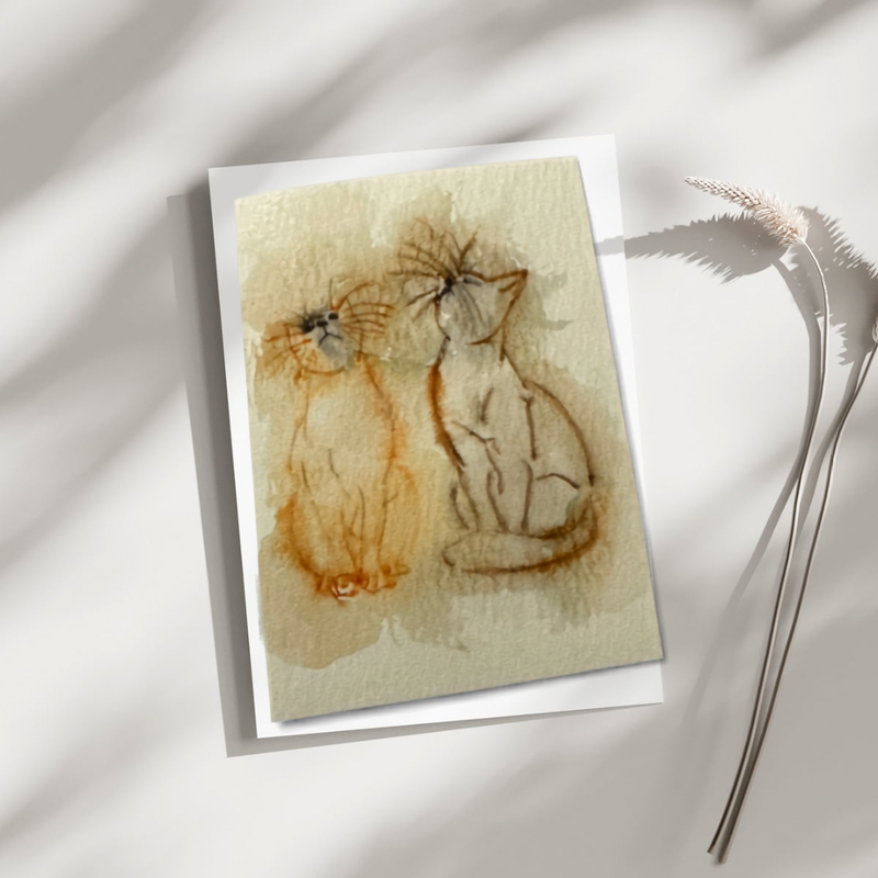 Two Cats aceo art card