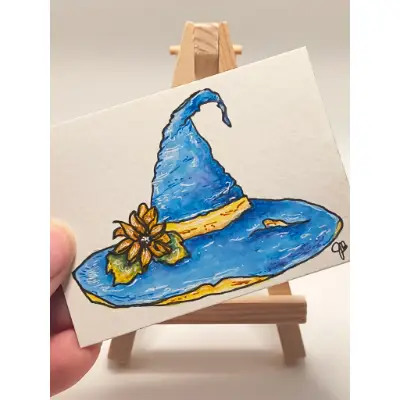 Blue Moon Hat aceo art card thumbnail 2