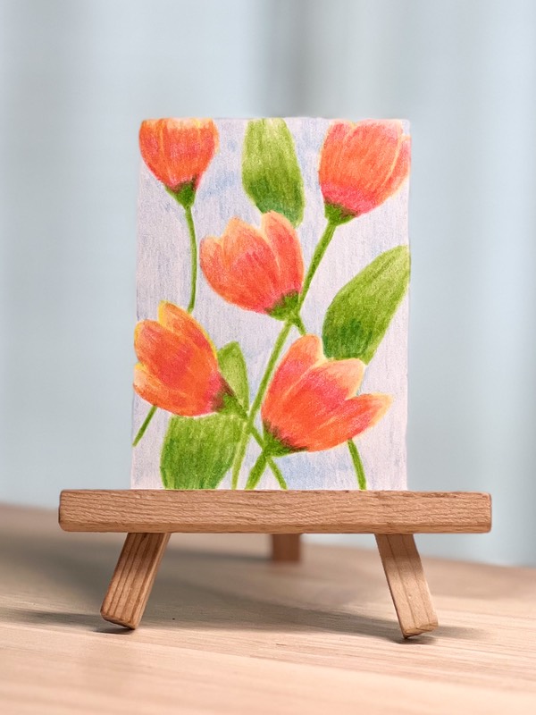 Orange Flowers (July Florals Series #4) by Kindel Thomas aceo art card