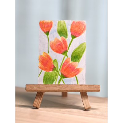 Orange Flowers (July Florals Series #4) by Kindel Thomas aceo art card thumbnail 1