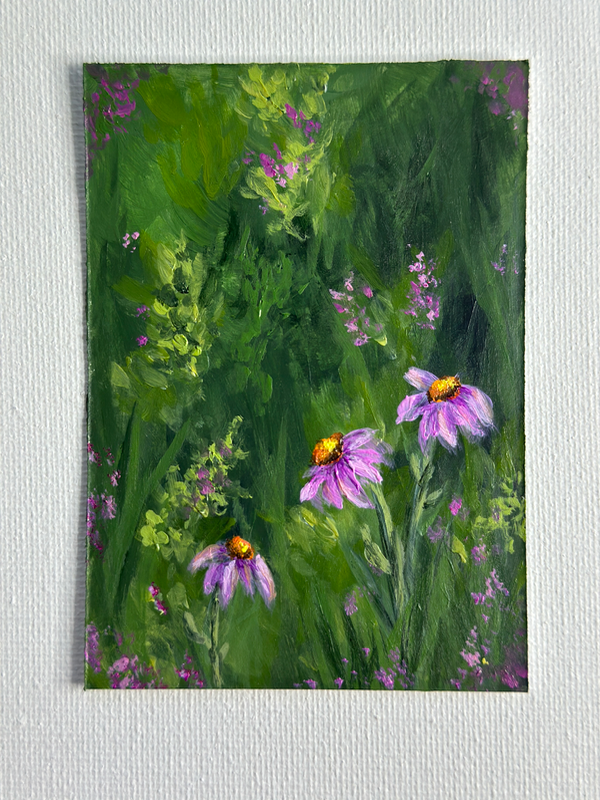 Purple Coneflowers aceo art card