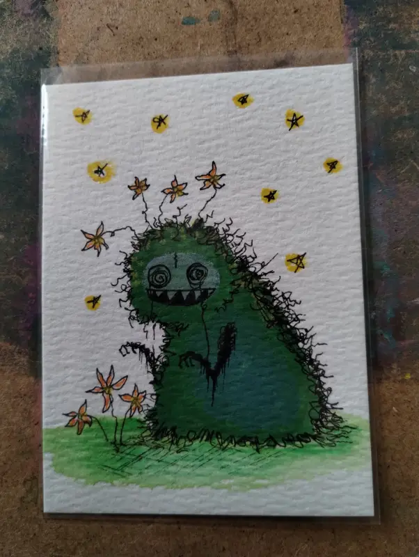 Floral Munchie aceo art card