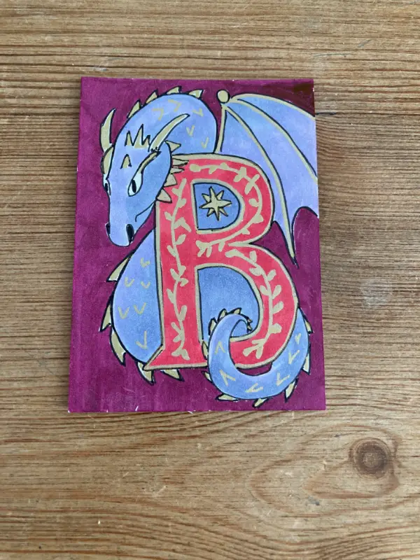 Dragon Illuminated Letter B aceo art card