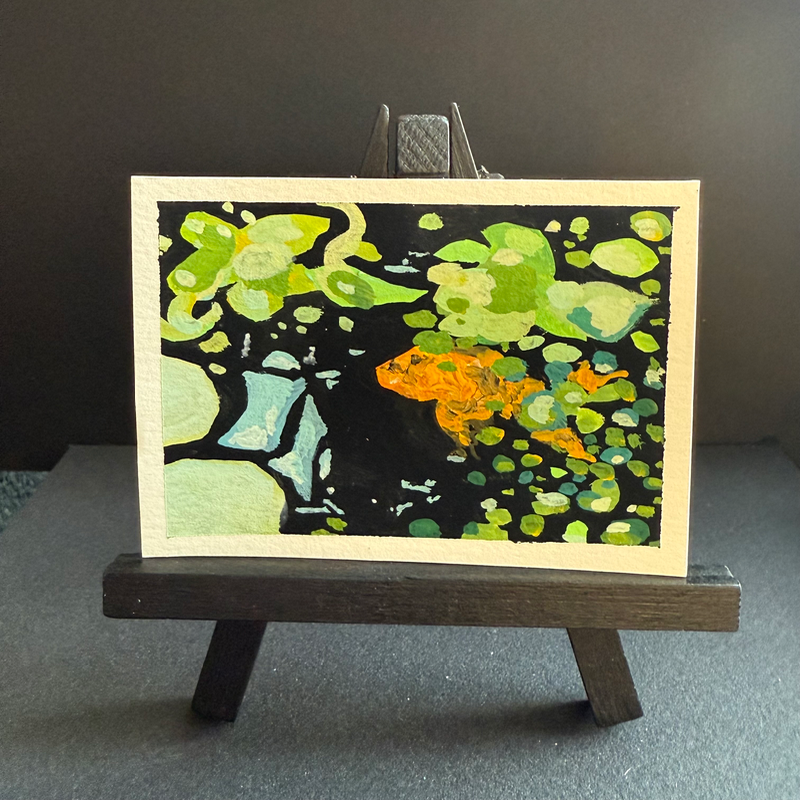 goldfish pond ii aceo art card