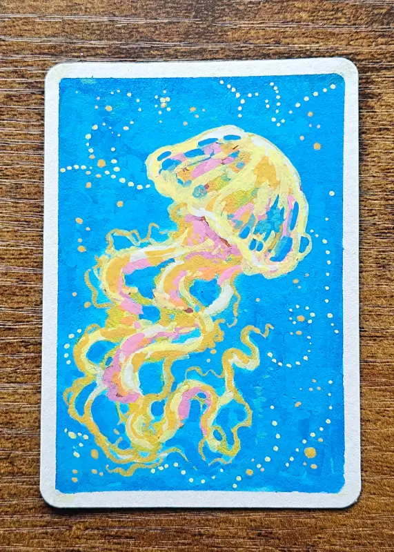 Lemon Jellyfish aceo art card