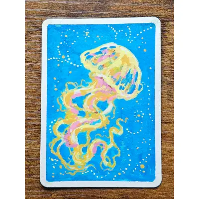 Lemon Jellyfish aceo art card thumbnail 1