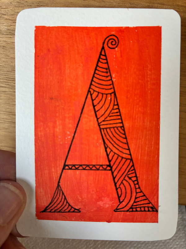 Fanciful Letter A aceo art card