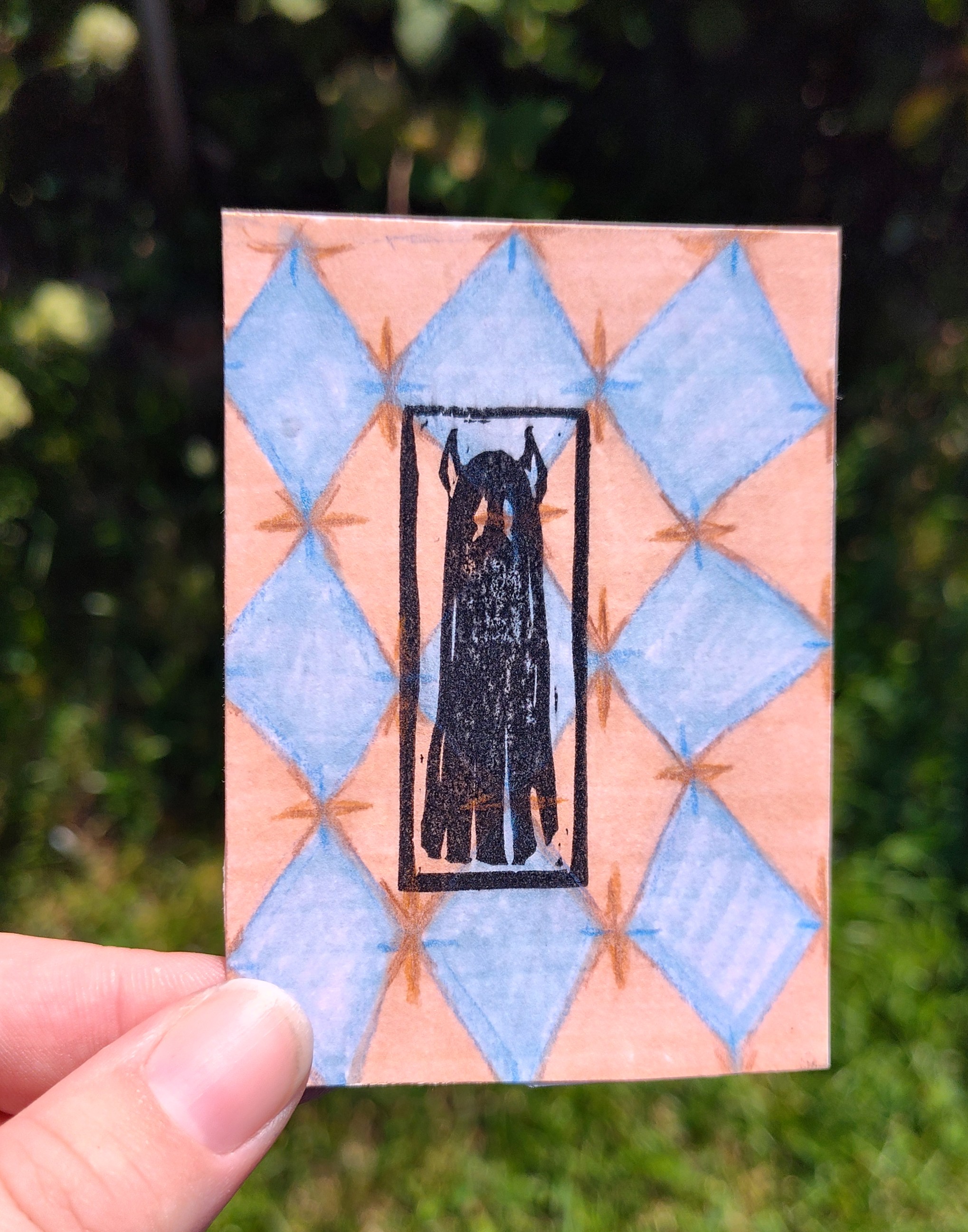 Devil Ghost Stamp aceo art card
