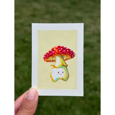 Fly Agaric Cutie aceo art card thumbnail 1