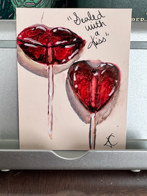 Sealed With A Kiss aceo art card thumbnail 1