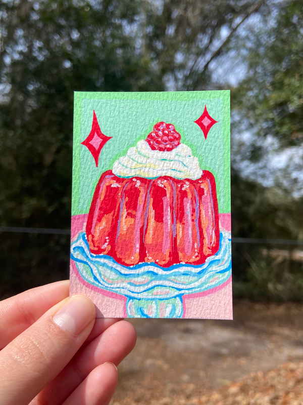 Raspberry Jell-O aceo art card