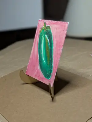 Oil pastel Jalapeño aceo art card thumbnail 2