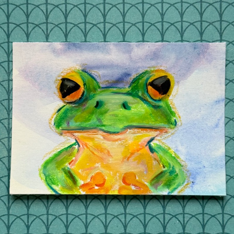 Pastel Frog aceo art card