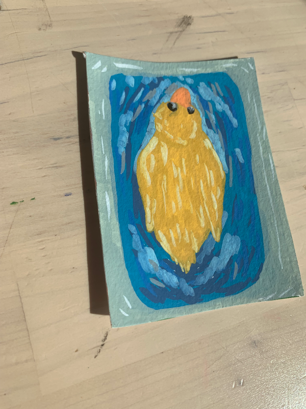 Adventures with a little rubber duck in a bathtub aceo art card