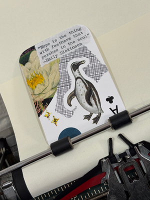 Penguin Emily Dickinson quote collage print by Mazerzine floral aceo art card thumbnail 2