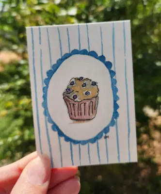Blueberry Muffin aceo art card thumbnail 1