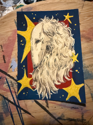 borzoi 01 aceo art card thumbnail 2