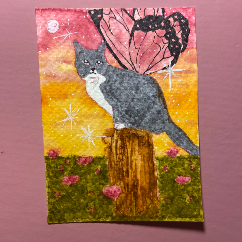 metamorphosis- Enchanted meadow series 4/4 aceo art card