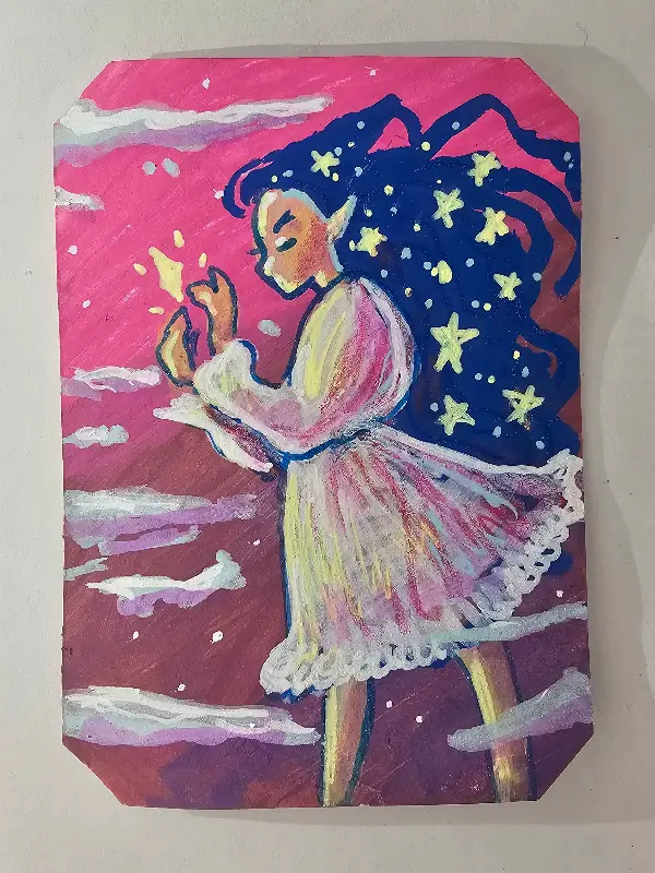 Starry Hair aceo art card