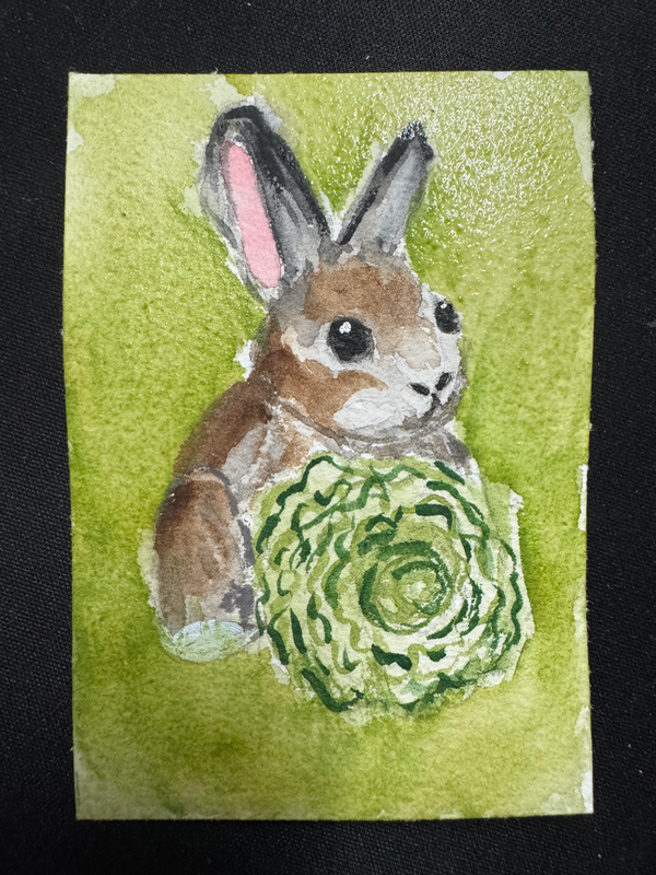 Bunny Lunch aceo art card