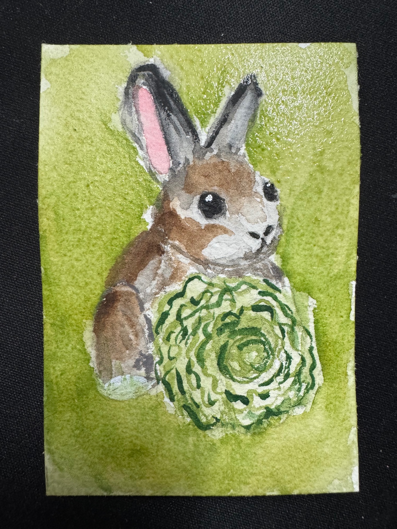 Bunny Lunch aceo art card