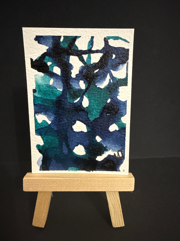 GreenBlue No 5 aceo art card