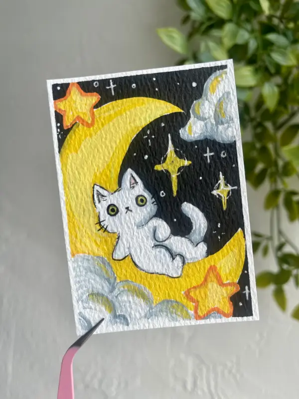 Moon Kitty aceo art card