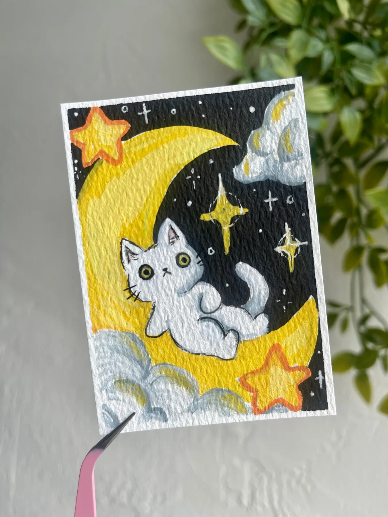 Moon Kitty aceo art card