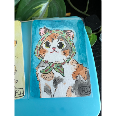 Cats in hats bundle, three cards included! aceo art card thumbnail 4