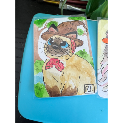 Cats in hats bundle, three cards included! aceo art card thumbnail 2
