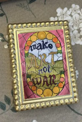 Stain-glass 'Make Art not War' Art-Nouveau Poster SIGNED PRINT aceo art card thumbnail 1