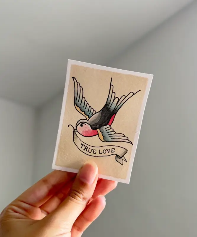 American Traditional Swallow/Bird - Mini Tattoo Flash Series by BukoTats aceo art card