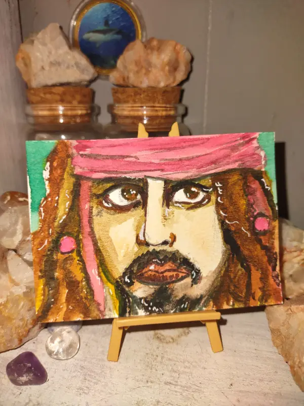 ACEO Original Jack Sparrow, disney, Pirates, Watercolors aceo art card