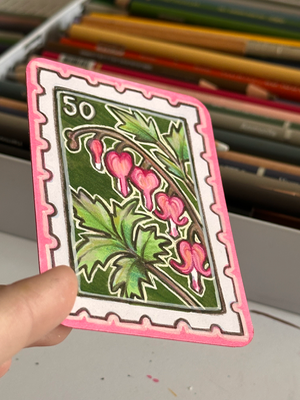 Bleeding Heart Stamp aceo art card thumbnail 2