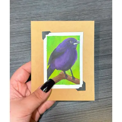 ACEO Original Acrylic Painting Bird Series by Emily aceo art card thumbnail 2