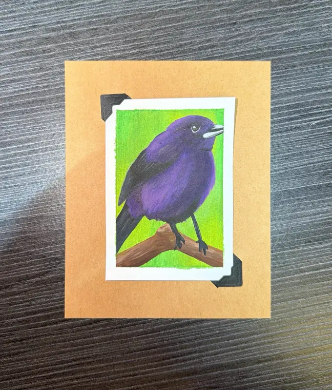 ACEO Original Acrylic Painting Bird Series by Emily aceo art card