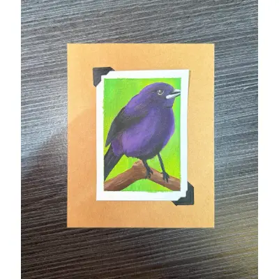 ACEO Original Acrylic Painting Bird Series by Emily aceo art card thumbnail 1