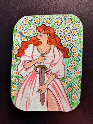 Laying In a Field of Flowers aceo art card thumbnail 2